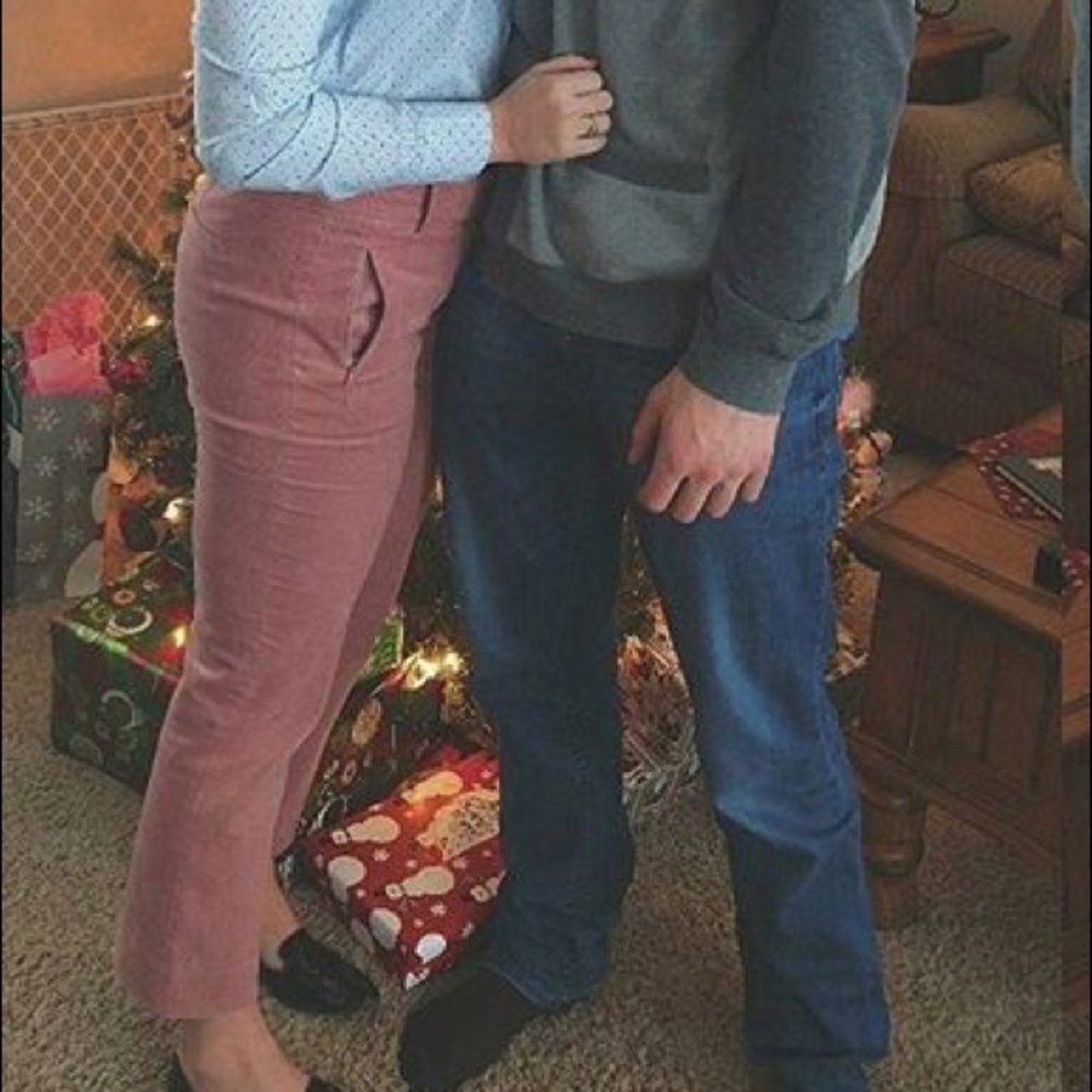 Pink cord dress pants